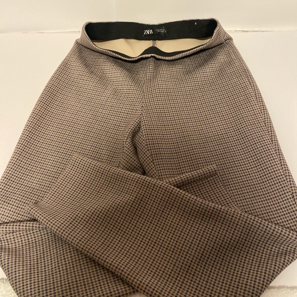 Zara Plaid Trousers in Beige and Black